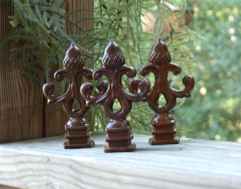 TEN ACORN FINIALS Iron Cast Wrought Garden Fence