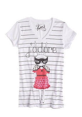 NWT dELiAs delias V neck White Fifi Jajdore Vintage Graphic Tee T 