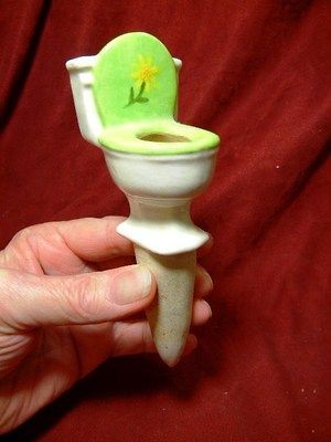   VINTAGE BATHROOM TOILET PLANT WATERING POST FIGURAL STICK SPIKE