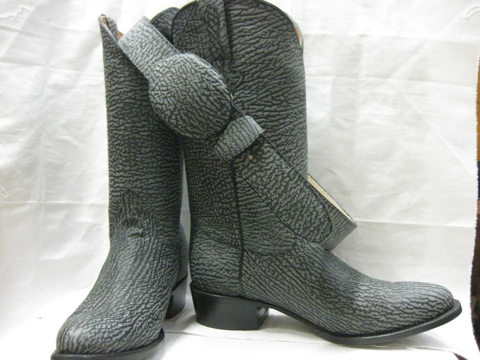 FULL SHARK SKIN DESIGN COWBOY SMOOTH BOOTS WITH BELT EE