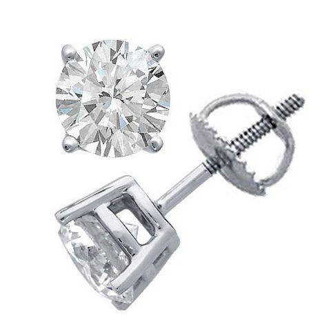 Diamond Stud Earrings D Exceptional White Diamonds,18k White Gold 0 