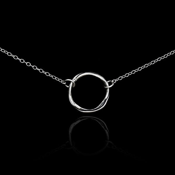   Silver Circle of Life Hefty Ring Pendant Necklace (Belcho USA184