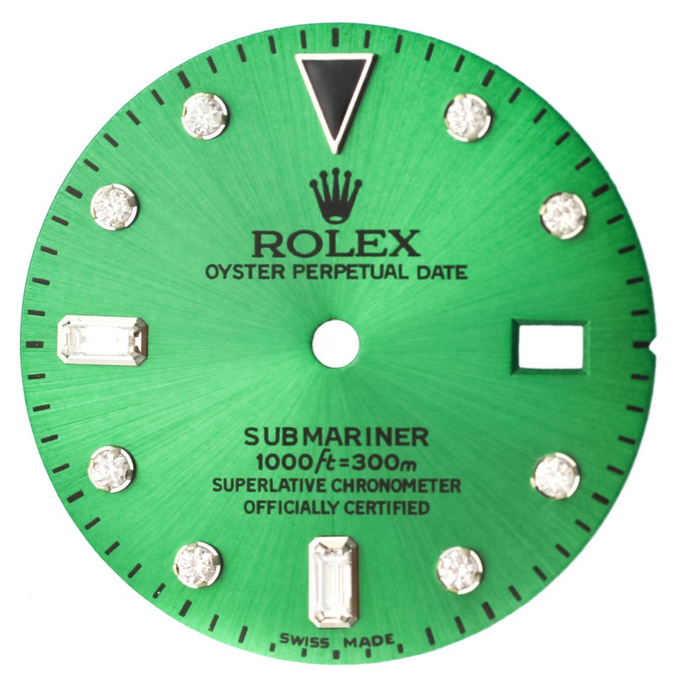 Dial   Rolex Submariner Green Color Custom Diamond Mens Watch