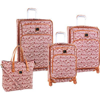 DIANE von FURSTENBERG BABY HEARTS SPINNER PLUM 4 PIECE LUGGAGE SET $ 