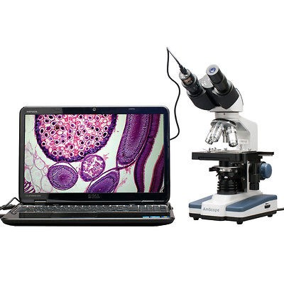 40X 2000X LED Digital Binocular Compound Microscope with 3D Stage 