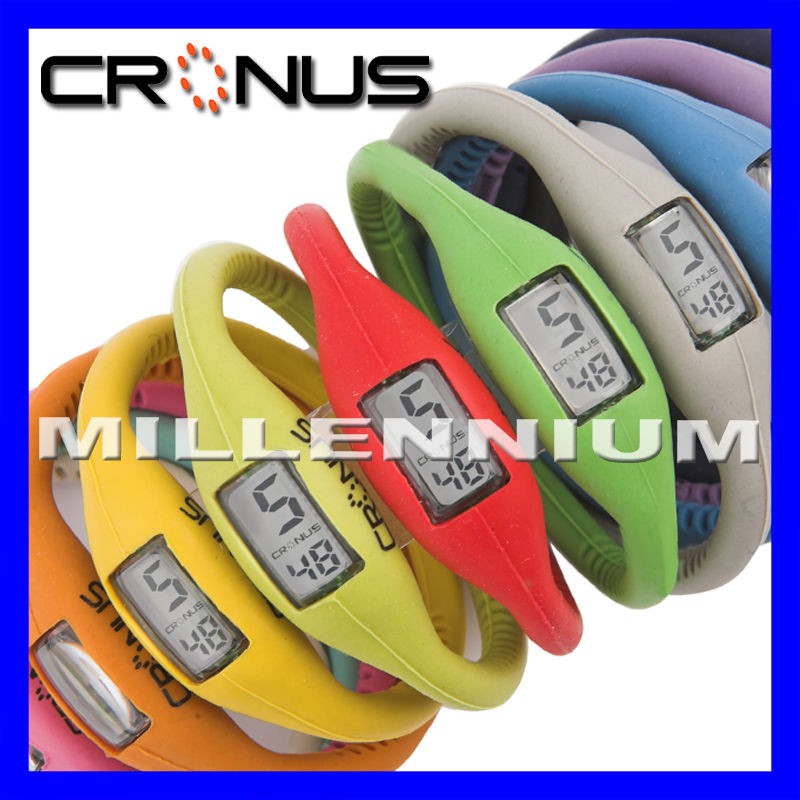 CRONUS PU Rubber Silicon Ion Digital Date Sports Mens Ladies Watch 