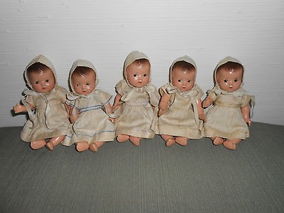 VINTAGE SET OF 8 COMPOSITION MADAME ALEXANDER DIONNE QUINTUPLETS