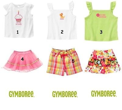 NWT Gymboree Baby Girls T Shirt, Tank, Tutu Skirt, Shorts Size 2T, 3T