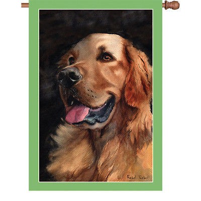 28 x 40 GOLDEN FRIEND GOLDEN RETRIEVER DOG HOUSE FLAG   DOUBLE SIDED