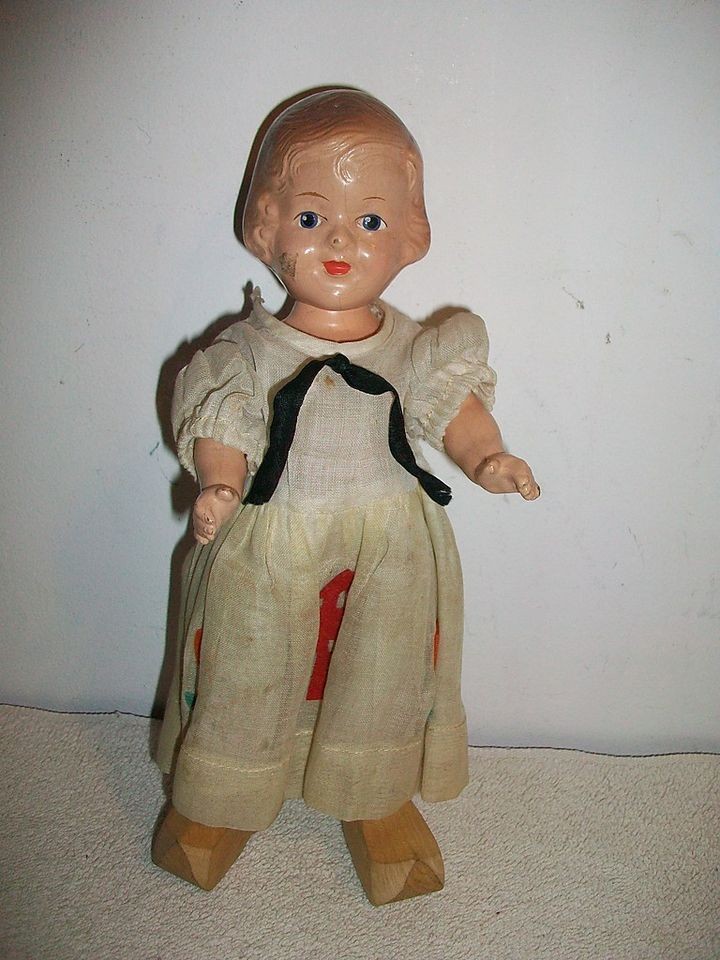   All Composition Arranbee R& B Dutch Doll Strung Wooden Shoes