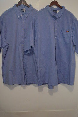 LOT OF 2 McDONALDS 19.5 TALL UNIFORM SHIRTS BLUE STRIPES COLLAR SHORT 