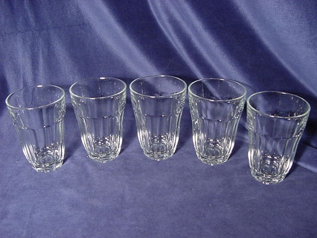 Contemporary Set (5) Pasabahce Turkish Tea Juice Paneled Tumblers 