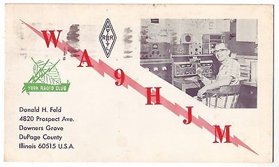   Ham Radio Card Illinois IL WA9HJM Downers Grove Donald Feld Equipment