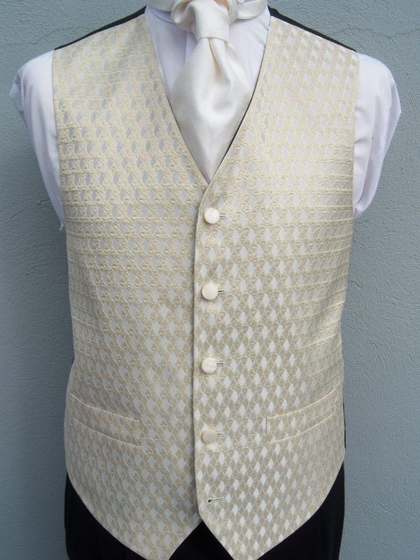   DESIGNER GOLD WITH IVORY WEDDING DRESS SUIT WAISTCOAT £10 ALL SIZES