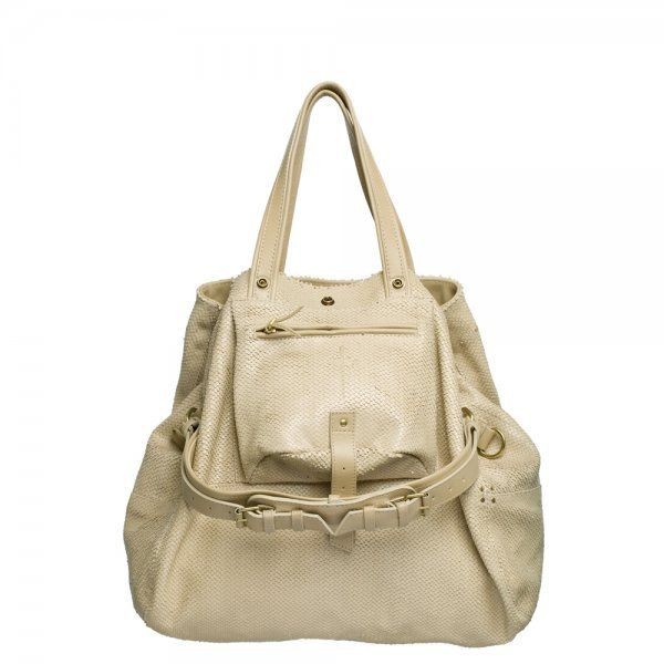 Jerome Dreyfuss Medium Billy Handbag Ivory Python Effect Calf Leather 