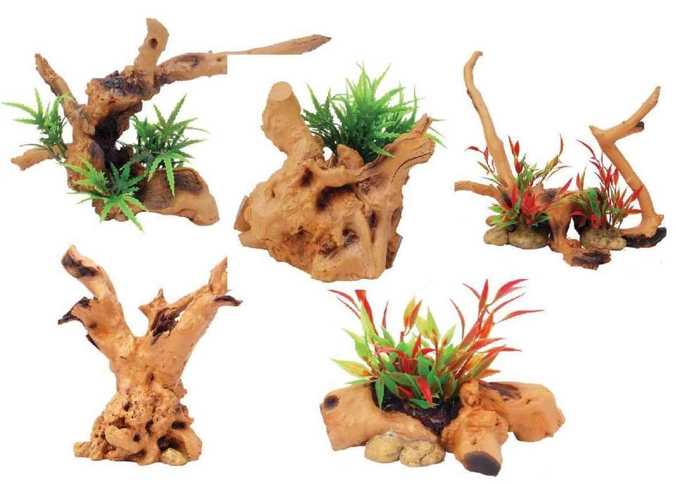 DRIFTWOOD & PLANTS FOR VIVARIUM OR AQUARIUM MADE FROM HIGH QUALITY 