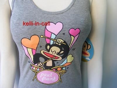 Paul Frank ROCK STAR JULIUS Drum Monkey Drummer Music Hearts Tank Top 