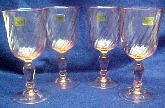   ROSE PETALS PEDESTAL WINE GOBLETS  J.G. Durand LUMINARC FRANCE +1 MORE