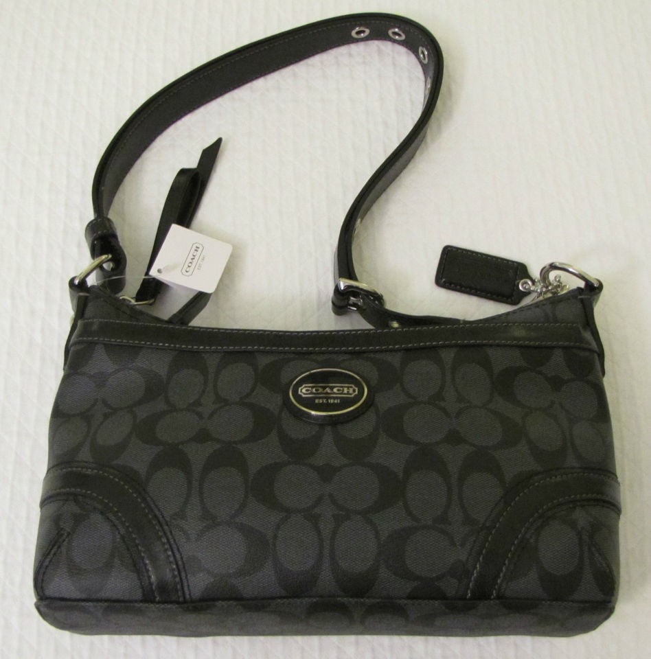 NWT Coach Peyton E/W Duffle Shoulder Bag F18924   Black Grey/Black