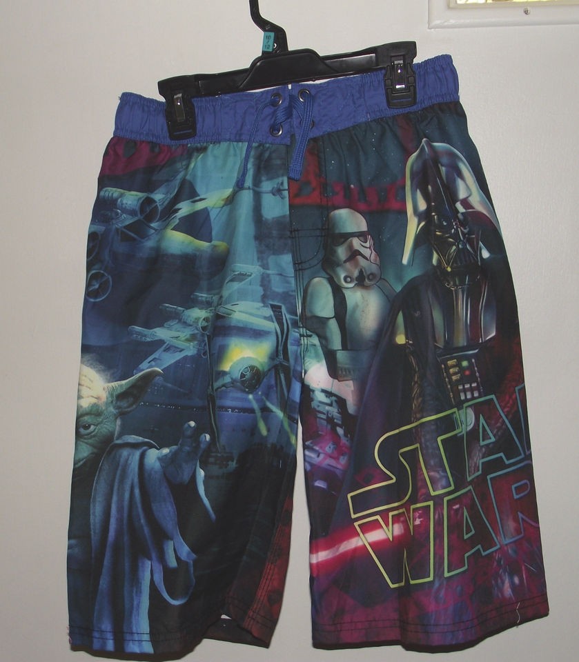 Star Wars Yoda Darth sz 10 12 Boys Swim Trunks Board Shorts