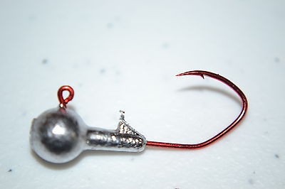 32 JIG HEADS #4 RED SICKLE HOOKS 50 PK CRAPPIE BASS