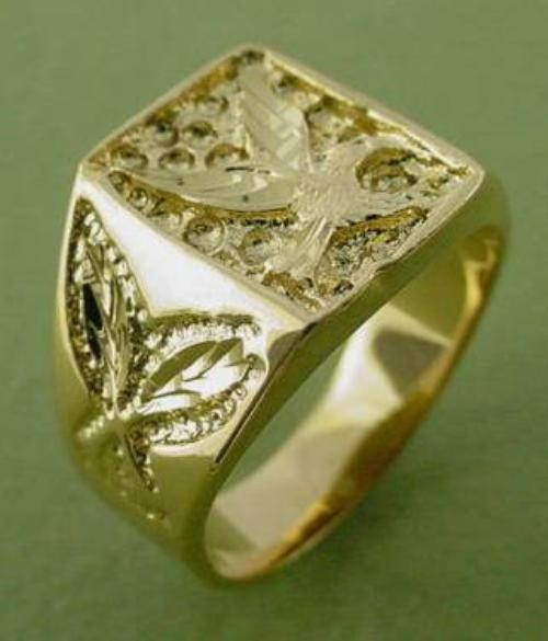   Gold Overlay Mens Soaring Eagle Ring Sizes 7 13 Lifetime Warranty