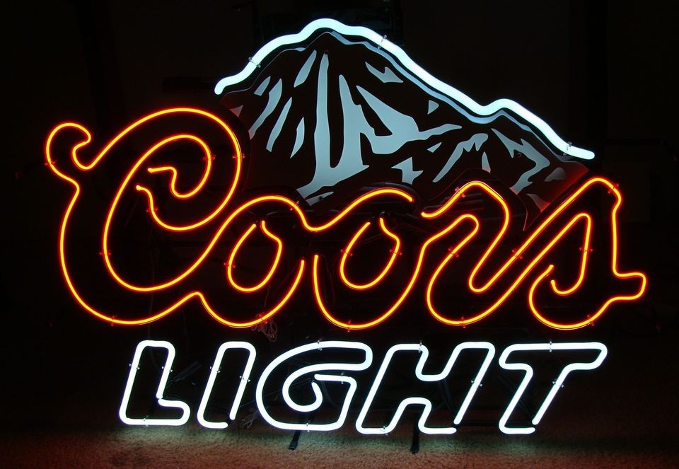 COORS LIGHT DOUBLE STROKE LARGE 2 COLOR 38 X 28 MOUNTAINS NEON SIGN