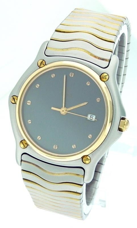 Ebel Sport Wave Classic 183909 Gray Dial Case 2 Tone Quartz Mid Size 