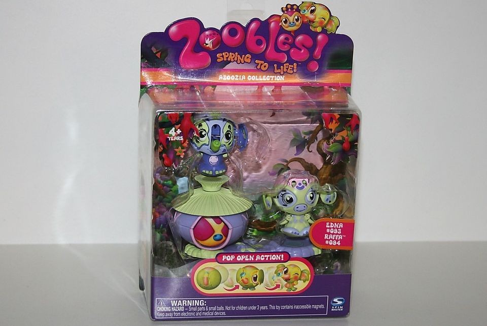 ZOOBLES AZOOZIA COLLECTION; EDNA #093 & RAFFA #094; POP OPEN ACTION 