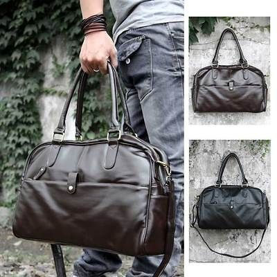 Vintage Men Faux Leather Gym Duffle Bag Sports Handbag Shoulder Tote 