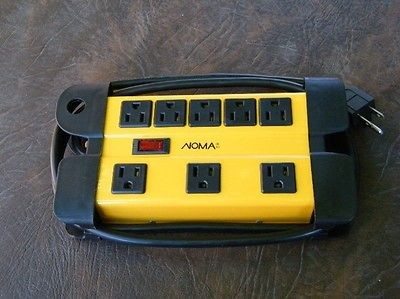 NEW NOMA 8 OUTLET POWER BAR *CIRCUIT BREAKER* BUILT IN CORD STORAGE*