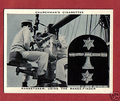 RANGETAKER ROYAL NAVY BADGE card Using the Rangefinder 1937