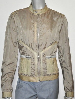 3,300 NEW ETRO Tan Nylon & Kangaroo Leather Zip Up Jacket 2XL