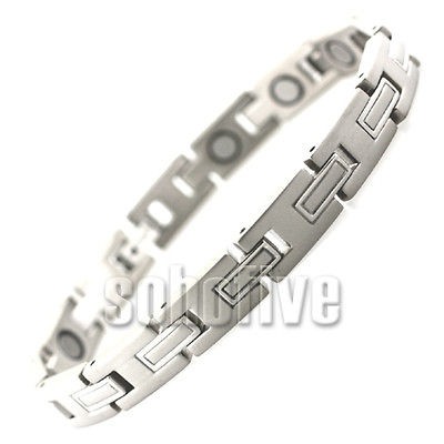 T3180 TITANIUM MAGNETIC HEALTH BRACELET LADYS SILVER TONE GREAT STYLE 