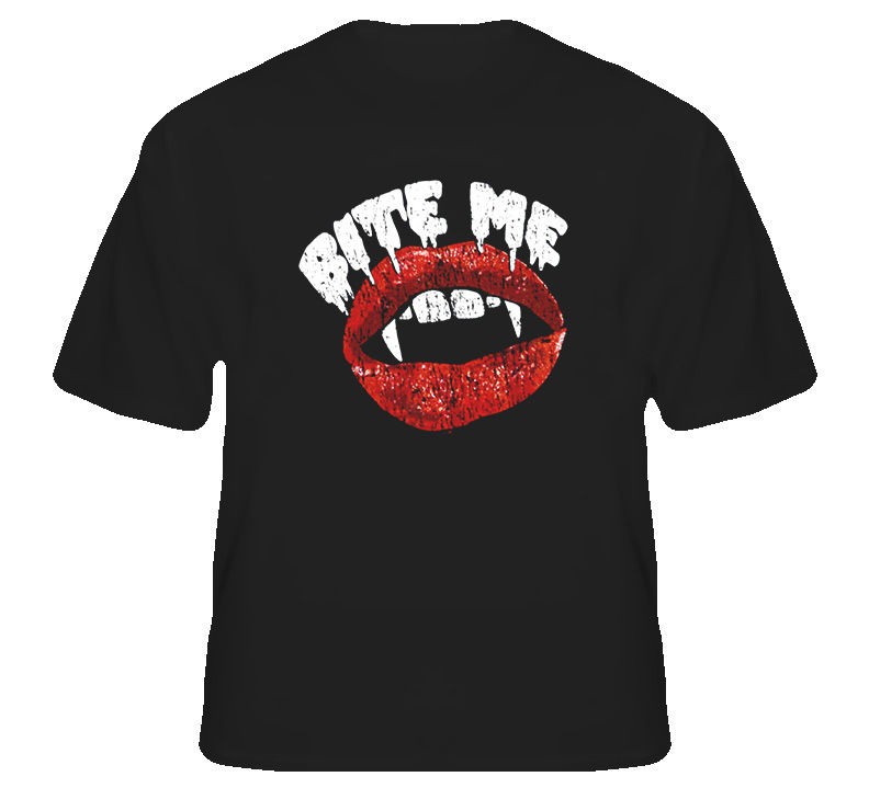 Bite Me Vampire Blood Sucking Fangs Lips T Shirt