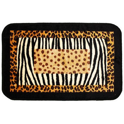   Bath Nairobi Animal Print Zebra Leopard Black Brown Bath Rug Mat Decor