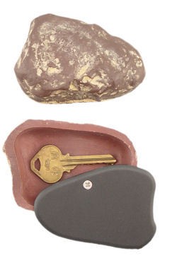 Brown FAKE GARDEN ROCK OUTDOOR HIDE A KEY HOLDER HIDER Child Safety 