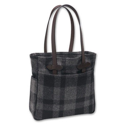 FILSON 70101 WOOL SMALL TOTE BAG GREY BLACK PLAID NEW