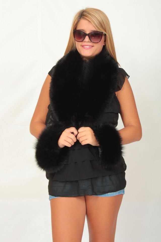 collo polsi pelliccia real fox collar fur schal renard from