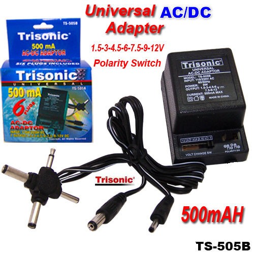 UNIVERSAL AC DC ADAPTER 1.5V 3V 4.5V 6V 9V 12V 500mA 6P