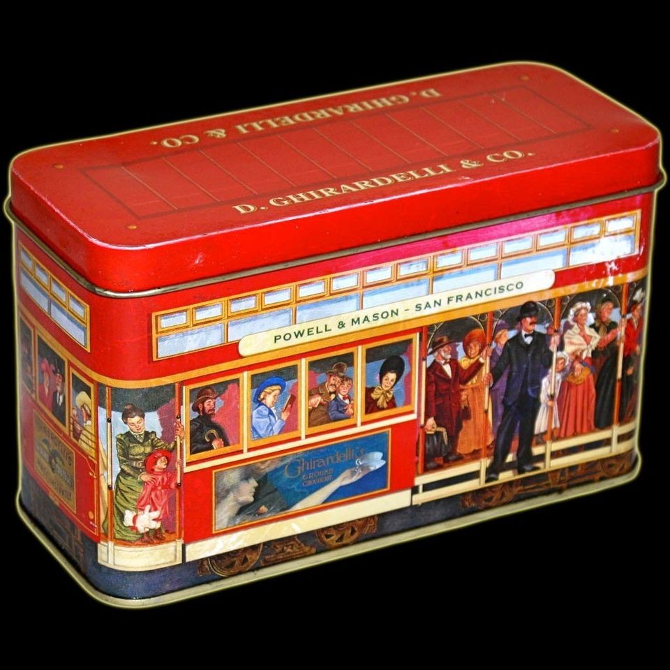 TROLLEY CAR GHIRARDELLIS COCOA ADVERTISING TIN SAN FRANCISCO POWELL 