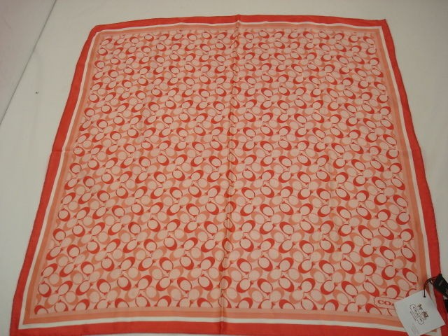 Authentic New COACH Neck Scarf Geranium Orange CHELSEA SIGNATURE 