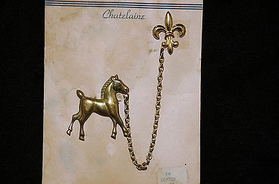 Beautiful Vintage Fluer d lis Pocket Watch Chain with Horse Fob