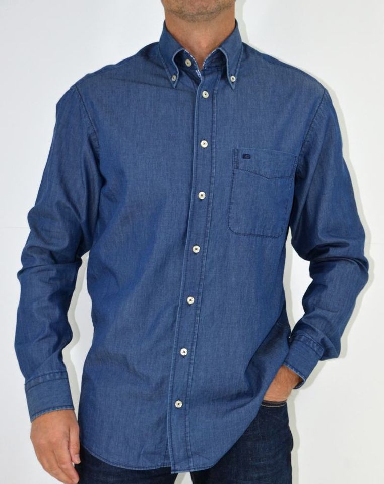 GIORDANO,SOFT TOUCH BUTTON DOWN COLLAR DENIM SHIRT, NEW AUTUMN 