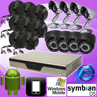 Dual Stream 8CH CCTV DVR System+4x Indoor Camera+4x Outdoor Camera 