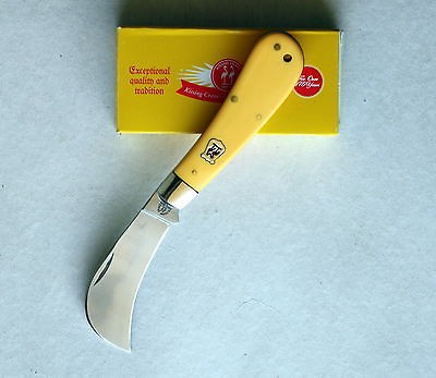 Kissing Crane Pruner Folding Knife with Yellow Composite Handle KC5127