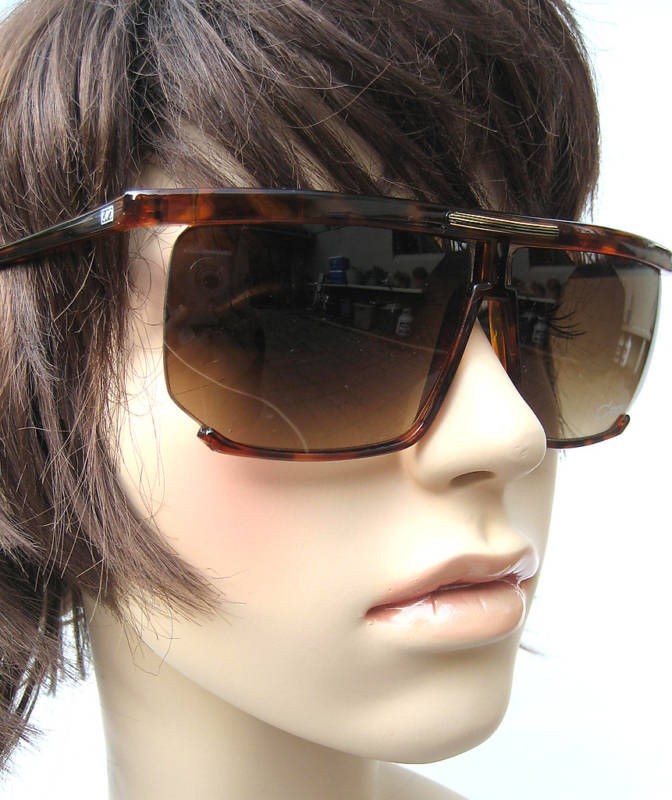 BROWN FRAME GOLD TRIM RIMLESS STYLE AVIATOR GAZELLE CAZAL 80S VINTAGE 