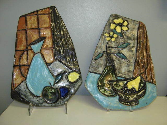 Harris G Strong handpainted TILE artwork pictures   a PAIR