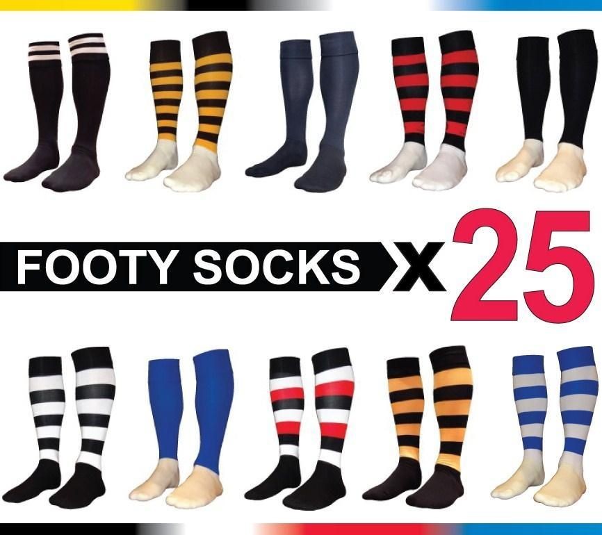   Youths Kids Footy Football Sports Socks Black White Richmond Hawthorn