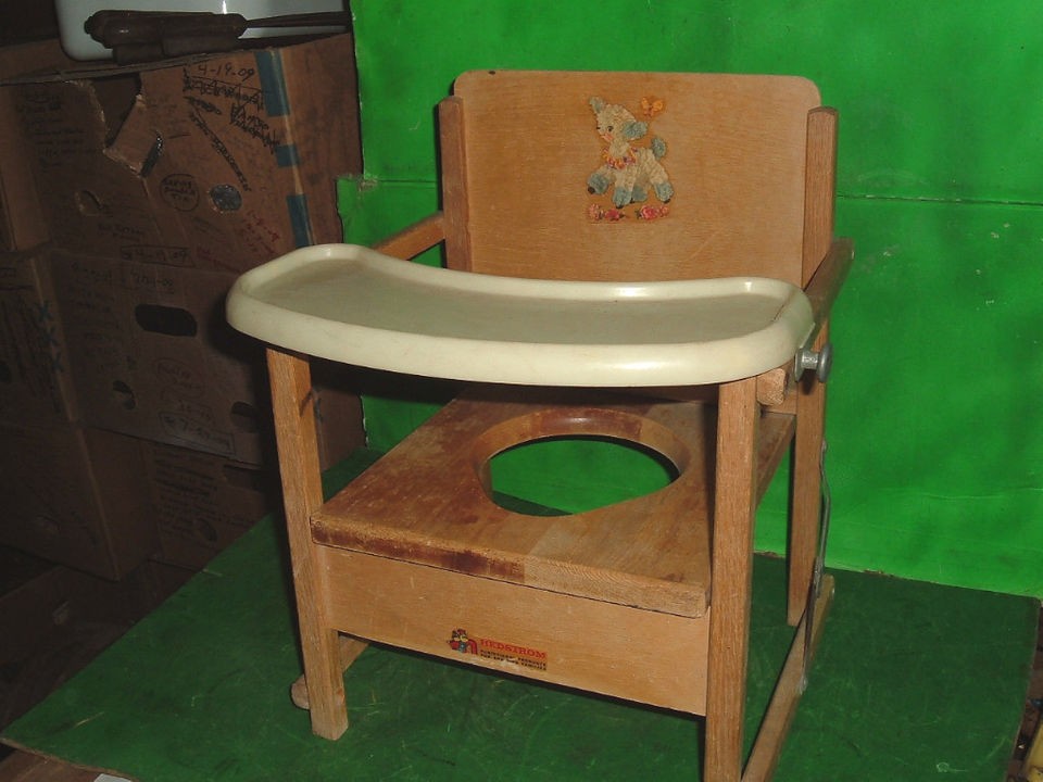 vtg hedstrom baby potty chair wooden folding folk art